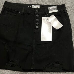 NWT Rewash Black denim Button Fly Skirt. Size 9/29